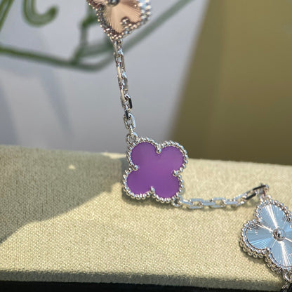 [Eternal Jewelry]CLOVER  5 MOTIFS  PURPLE VIOLET BRACELET SILVER