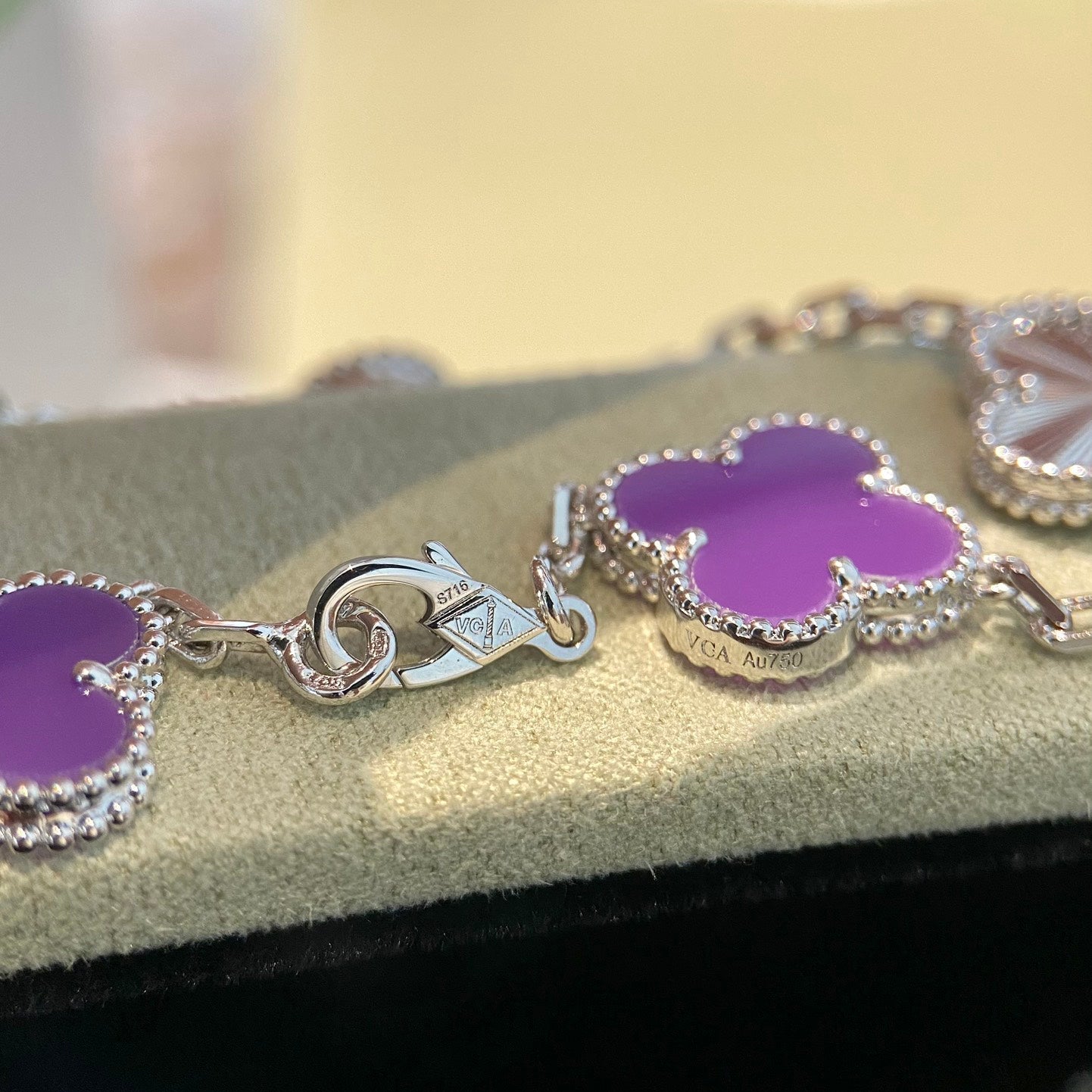[Eternal Jewelry]CLOVER  5 MOTIFS  PURPLE VIOLET BRACELET SILVER
