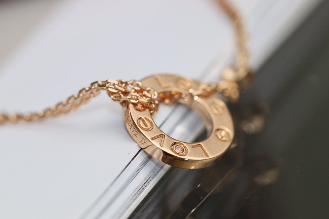 [Eternal Jewelry]LOVE NECKLACE ADJUSTABLE ROSE GOLD 2 DIAMOND