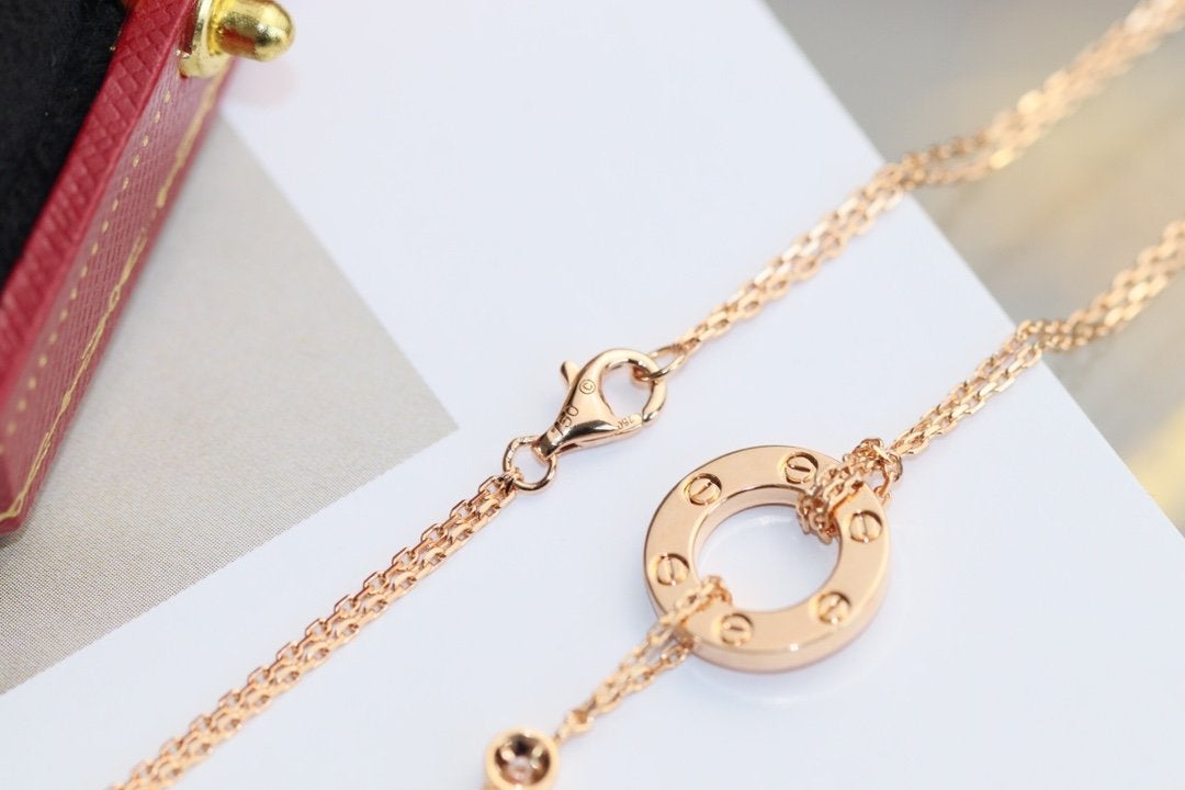 [Eternal Jewelry]LOVE NECKLACE ADJUSTABLE ROSE GOLD 2 DIAMOND
