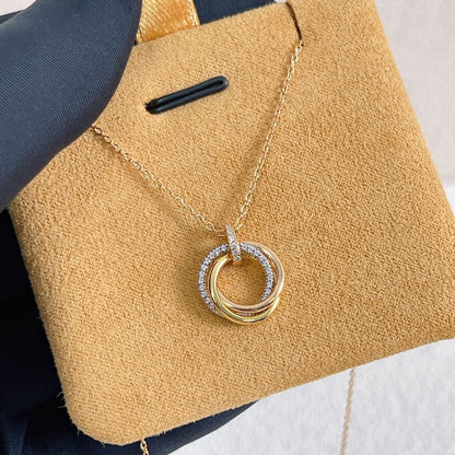 [Eternal Jewelry]TRINITY NECKLACE SILVER GOLD PINK GOLD DIAMONDS