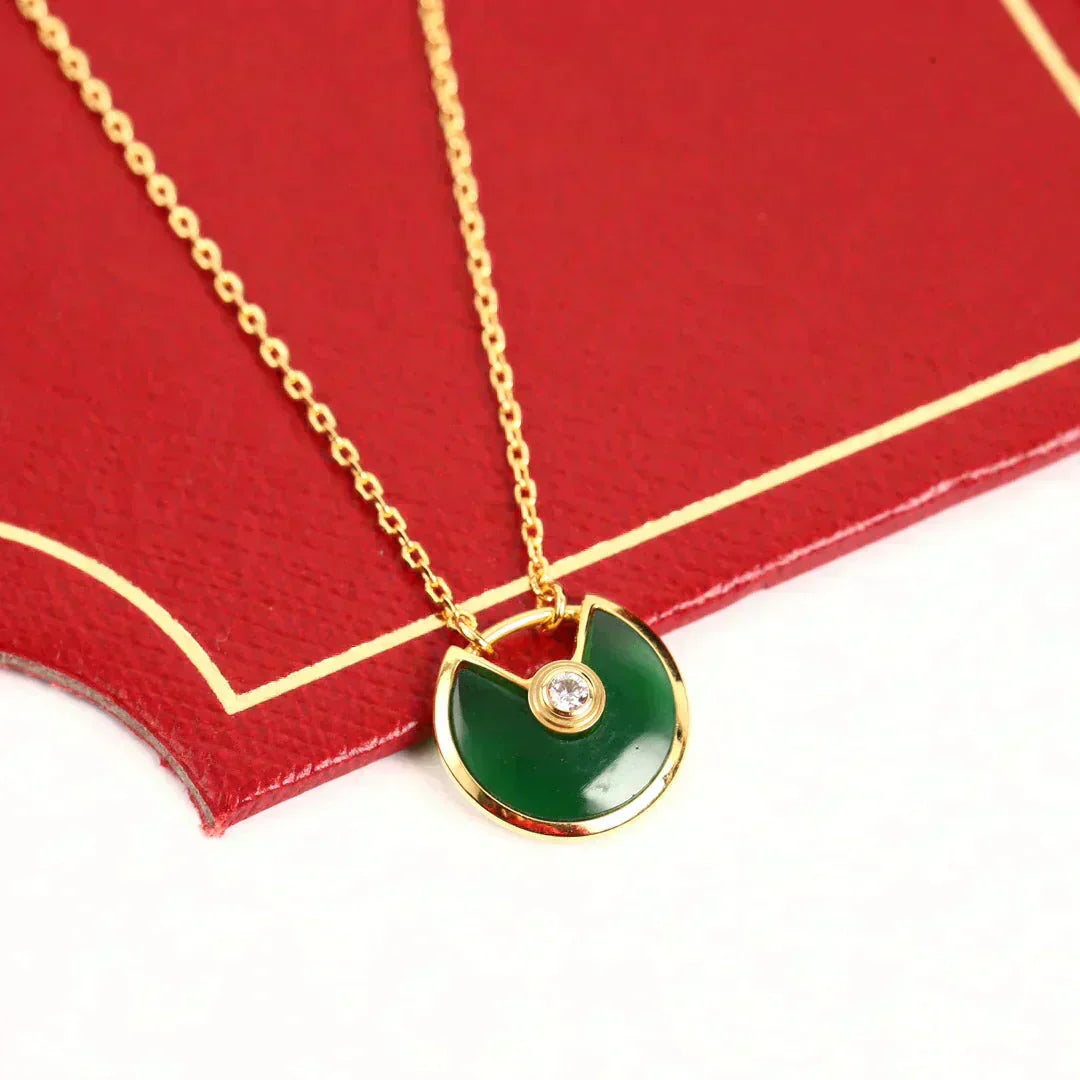 [Eternal Jewelry]AMULETTE GOLD MALACHITE NECKLACE