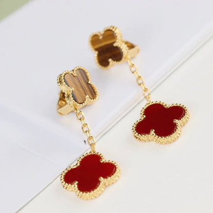 [Eternal Jewelry]CLOVER  2 MOTIF  TIGER EYE CARNELIAN EARRINGS