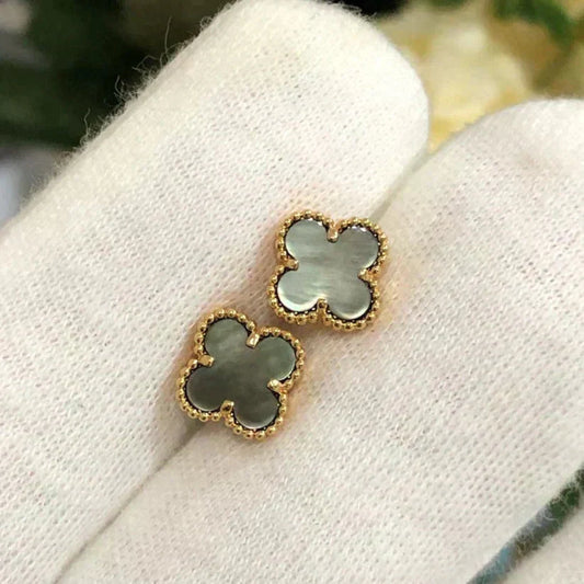 [Eternal Jewelry]CLOVER MINI 9.5MM GRAY MOP EARRINGS