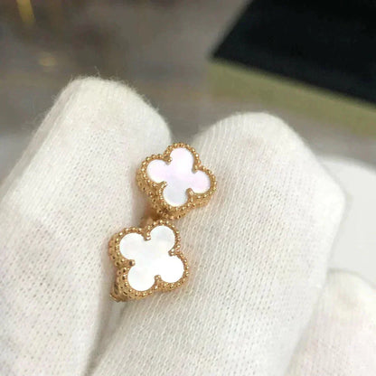 [Eternal Jewelry]CLOVER MINI 9.5MM WHITE MOP EARRINGS