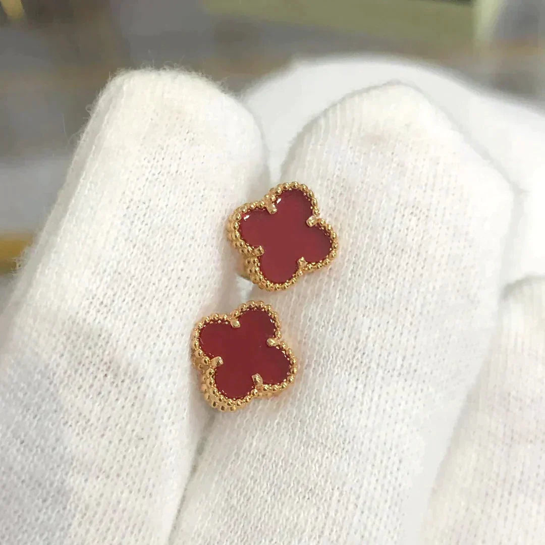 [Eternal Jewelry]CLOVER MINI 9.5MM CARNELIAN EARRINGS