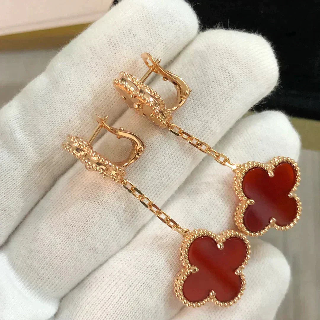 [Eternal Jewelry]CLOVER 2 MOTIF  LASER CARNELIAN EARRINGS