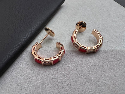 [Eternal Jewelry]SERPENTI CARNELIAN PINK GOLD EARRINGS