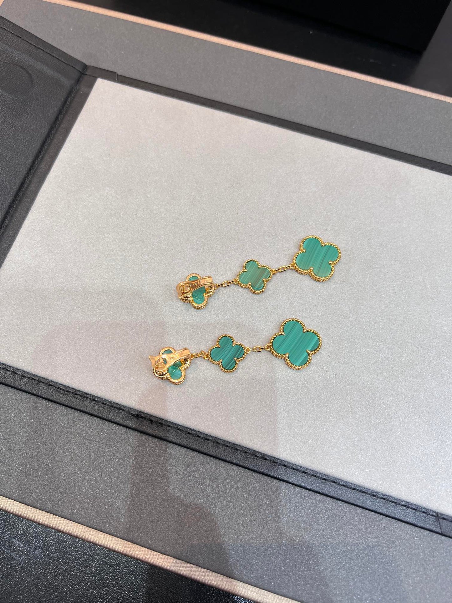 [Eternal Jewelry]CLOVER MALACHITE 3 MOTIFS GOLD