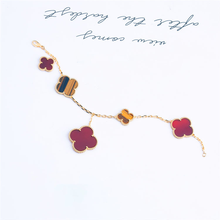 [Eternal Jewelry]CLOVER BRACELET 5 MOTIFS CARNELIAN TIGER EYE