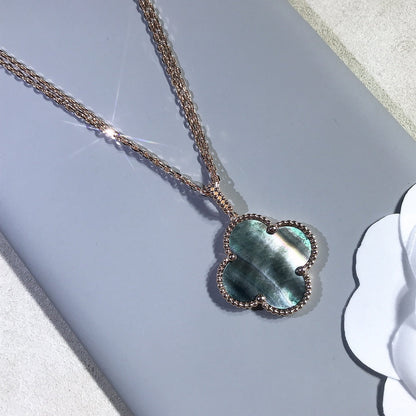 [Eternal Jewelry]CLOVER 25MM GOLD DARK MOP BIG CLOVER NECKLACE