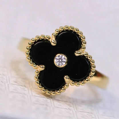 [Eternal Jewelry]CLOVER ONYX RING GOLD DIAMOND