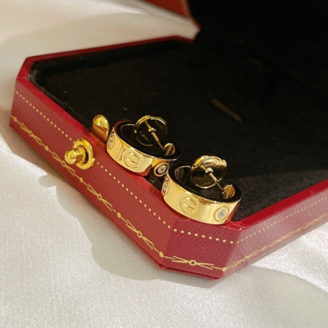 [Eternal Jewelry]LOVE EARRINGS 5.7MM 2 DIAMONDS