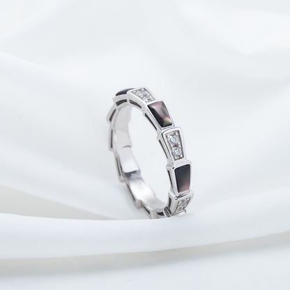 [Eternal Jewelry]SERPENTI RING SILVER  DIAMOND BLACK MOP 3MM