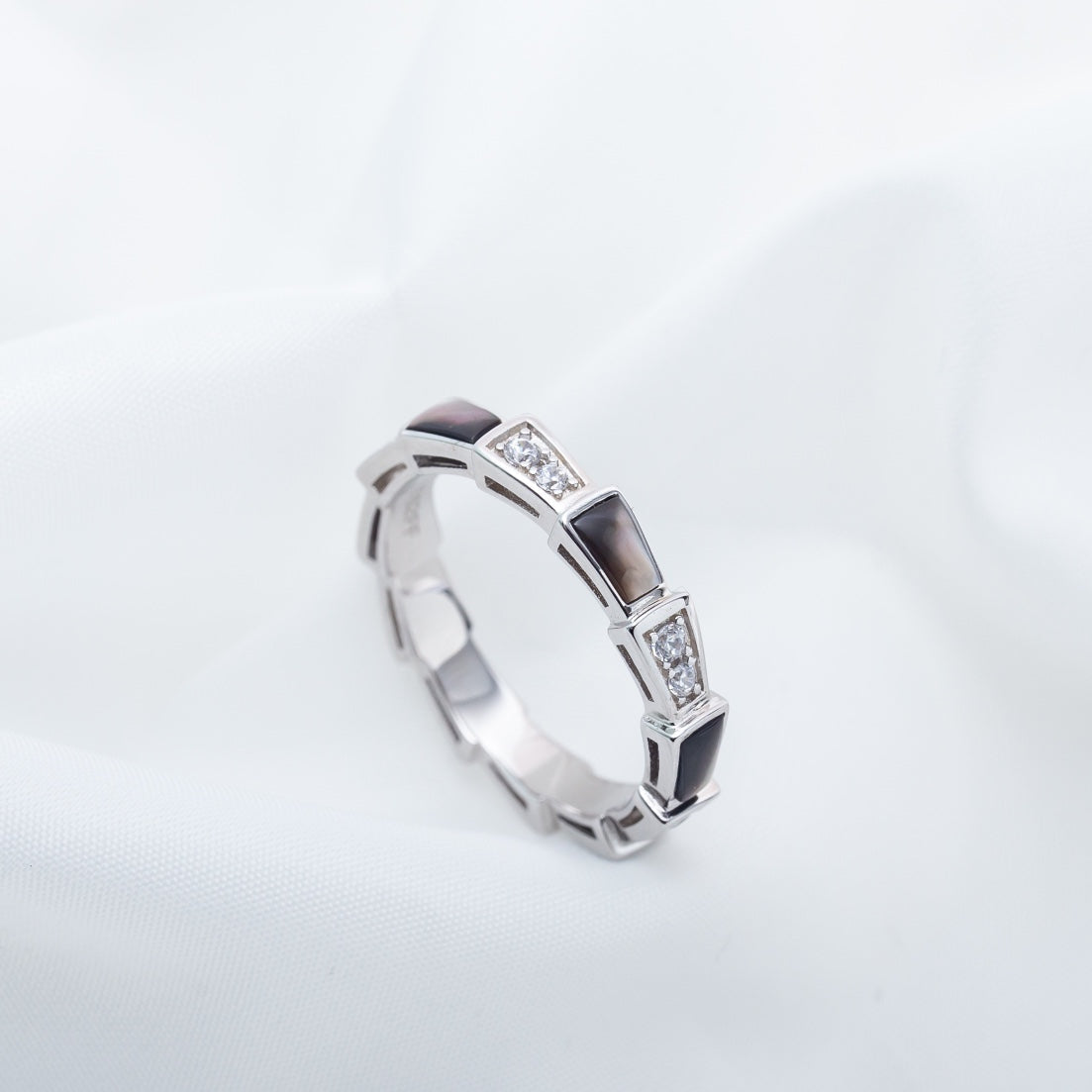 [Eternal Jewelry]SERPENTI RING SILVER  DIAMOND BLACK MOP 3MM