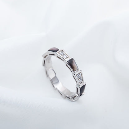 [Eternal Jewelry]SERPENTI RING SILVER  DIAMOND BLACK MOP 3MM