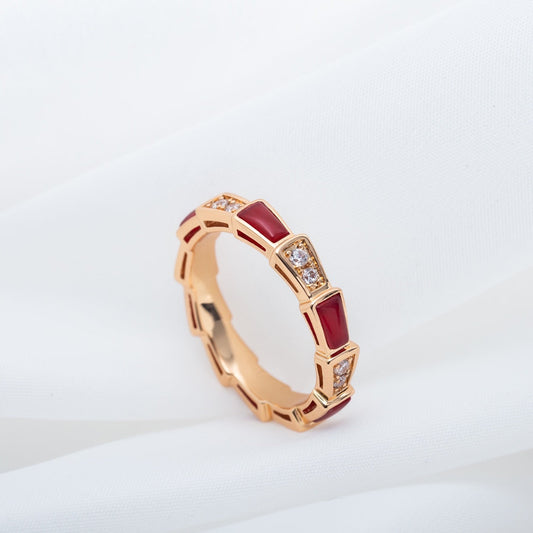 [Eternal Jewelry]SERPENTI RING PINK GOLD CARNELIAN DIAMOND 3MM