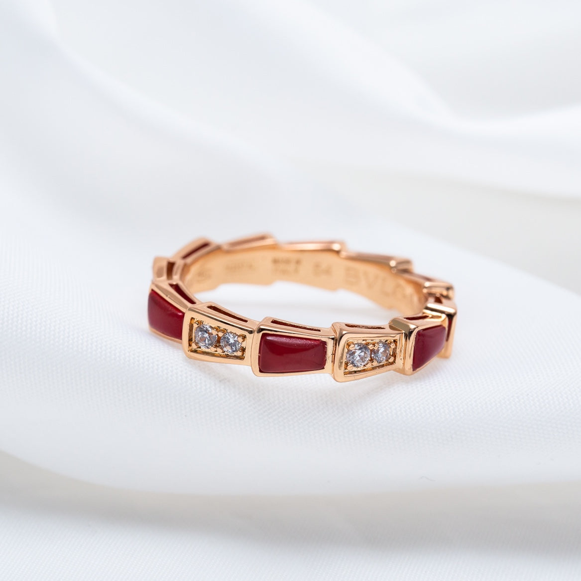 [Eternal Jewelry]SERPENTI RING PINK GOLD CARNELIAN DIAMOND 3MM