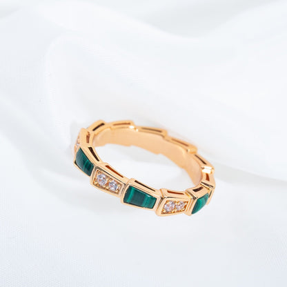 [Eternal Jewelry]SERPENTI RING PINK GOLD MALACHITE DIAMOND 3MM