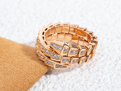 [Eternal Jewelry]SERPENTI RING PINK GOLD DIAMOND DOUBLE ROW