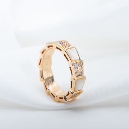 [Eternal Jewelry]SERPENTI RING PINK GOLD MOP DIAMOND PAVED 4MM