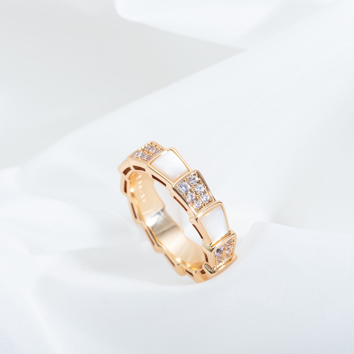 [Eternal Jewelry]SERPENTI RING PINK GOLD MOP DIAMOND PAVED 4MM