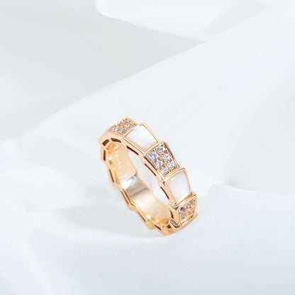 [Eternal Jewelry]SERPENTI RING PINK GOLD MOP DIAMOND PAVED 4MM