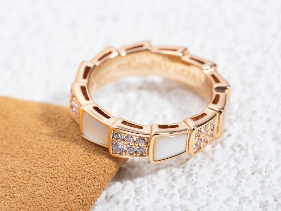 [Eternal Jewelry]SERPENTI RING PINK GOLD MOP DIAMOND PAVED 4MM