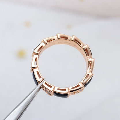 [Eternal Jewelry]SERPENTI RING PINK GOLD BLACK MOP DIAMOND PAVED 4MM