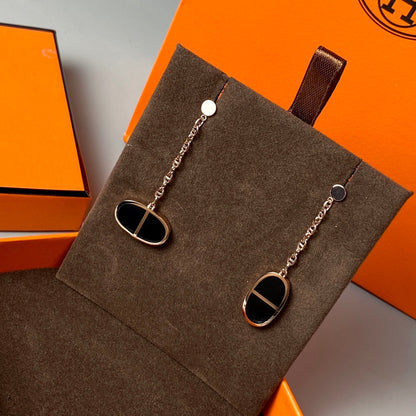 [Eternal Jewelry]CHAINE VERSO BLACK CERAMIC EARRINGS
