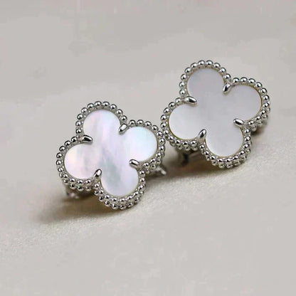 [Eternal Jewelry]CLOVER MEDIUM 1 MOTIFS  WHITE MOP EARRINGS SILVER