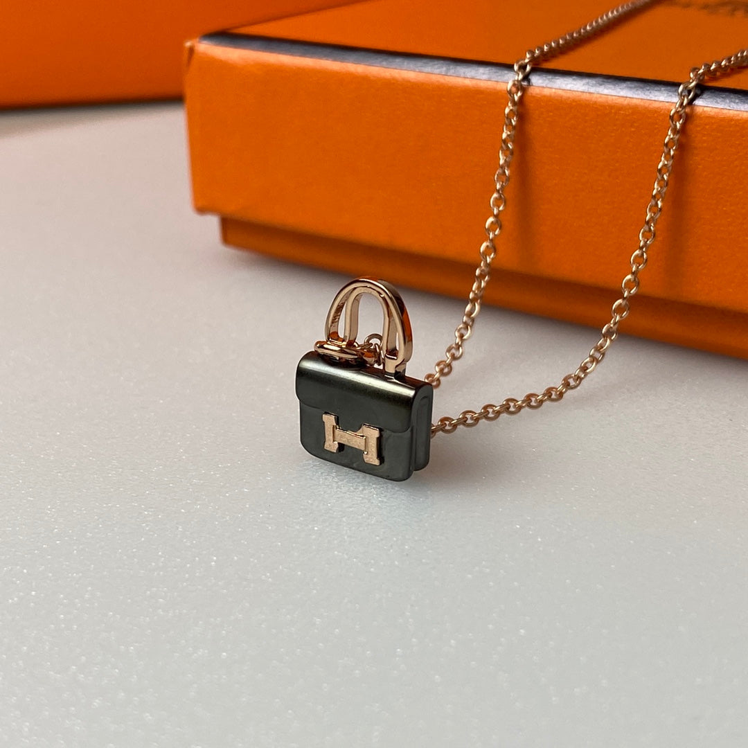 [Eternal Jewelry]CONSTANCE BLACK PEDANT PINK GOLD NECKLACE