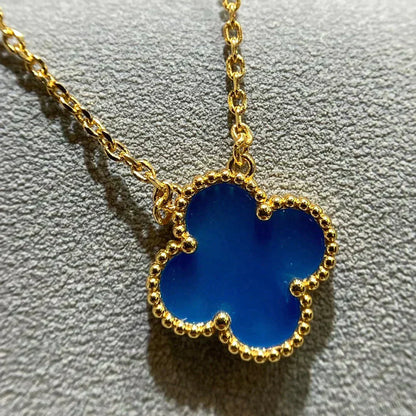 [Eternal Jewelry]CLOVER 15MM BLUE AGATE NECKLACE