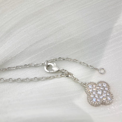 [Eternal Jewelry]CLOVER 5 MOTIFS SILVER DIAMONDS NECKLACE