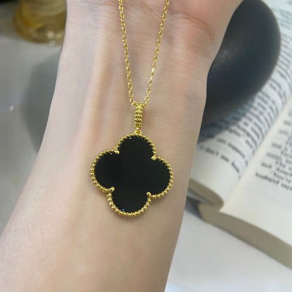 [Eternal Jewelry]CLOVER 25MM NECKLACE GOLD ONYX