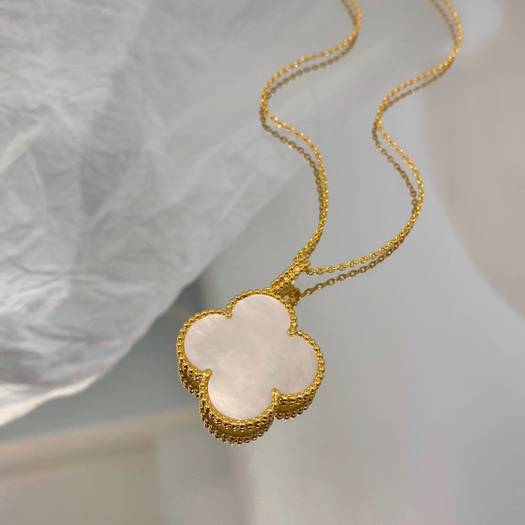 [Eternal Jewelry]CLOVER 25MM MOP LARGE PENDANT NECKLACE