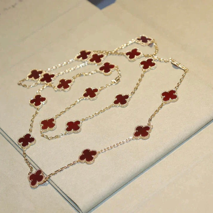 [Eternal Jewelry]CLOVER 20 MOTIFS CARNELIAN NECKLACE