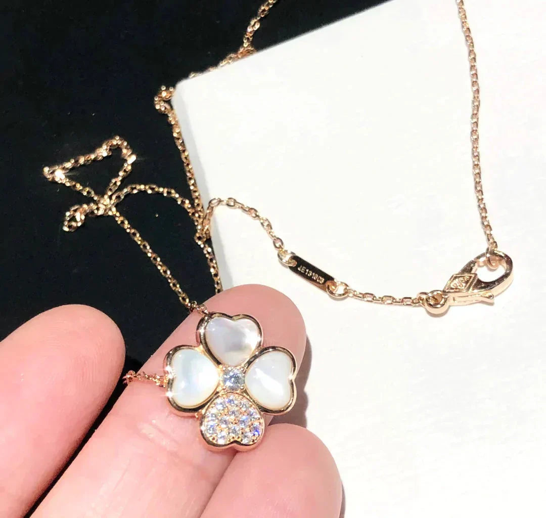 [Eternal Jewelry]CLOVER MOP DIAMOND ROSE GOLD NECKLACE
