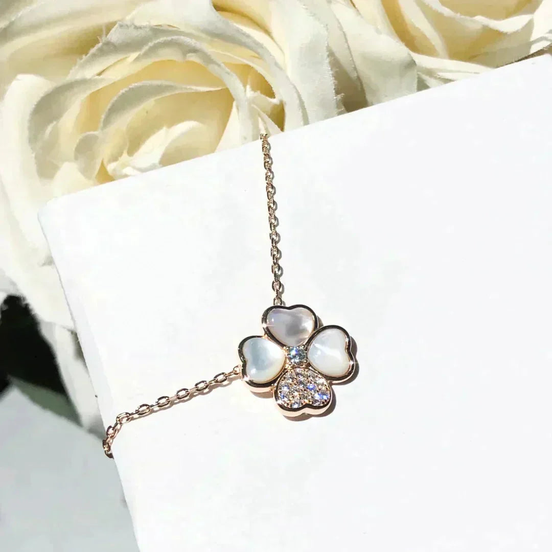 [Eternal Jewelry]CLOVER MOP DIAMOND ROSE GOLD NECKLACE