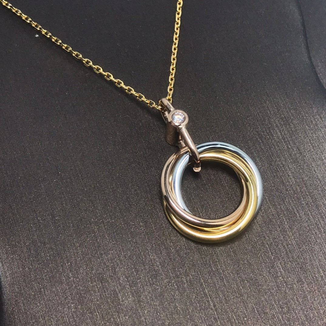 [Eternal Jewelry]TRINITY SILVER GOLD PINK GOLD NECKLACE