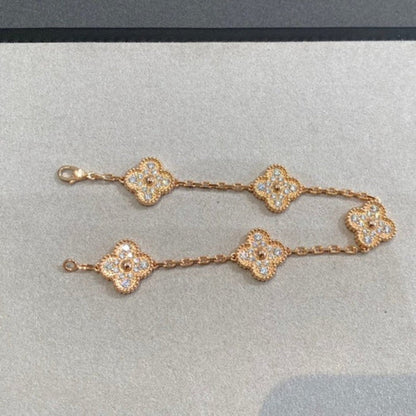 [Eternal Jewelry]CLOVER 5 MOTIFS  FULL DIAMOND BRACELET
