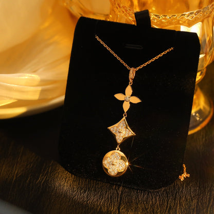 [Eternal Jewelry]STAR AND SUN DIAMOND PINK GOLD NECKLACE