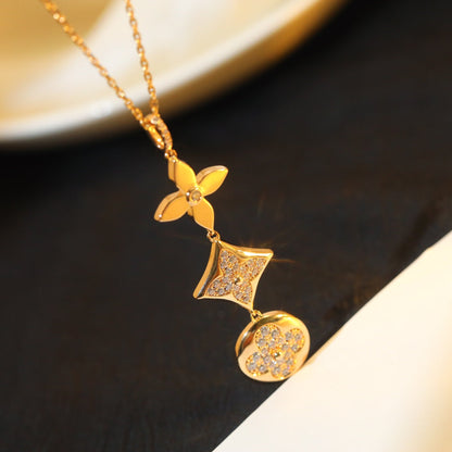 [Eternal Jewelry]STAR AND SUN DIAMOND PINK GOLD NECKLACE