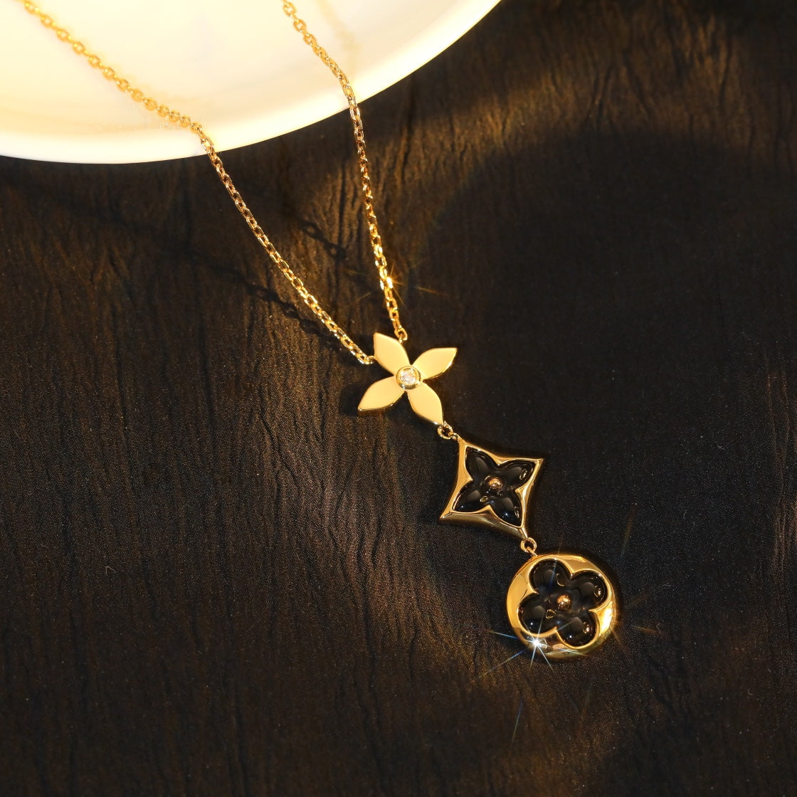 [Eternal Jewelry]STAR AND SUN ONYX PINK GOLD NECKLACE