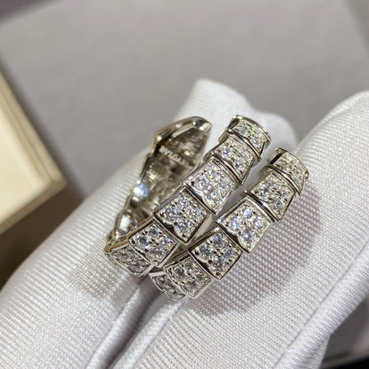 [Eternal Jewelry]SERPENTI DOUBLE RING SILVER DIAMOND PAVED