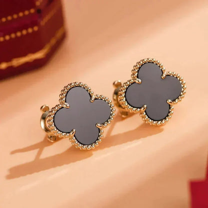 [Eternal Jewelry]CLOVER MEDIUM 1 MOTIFS  ONYX STUD EARRINGS