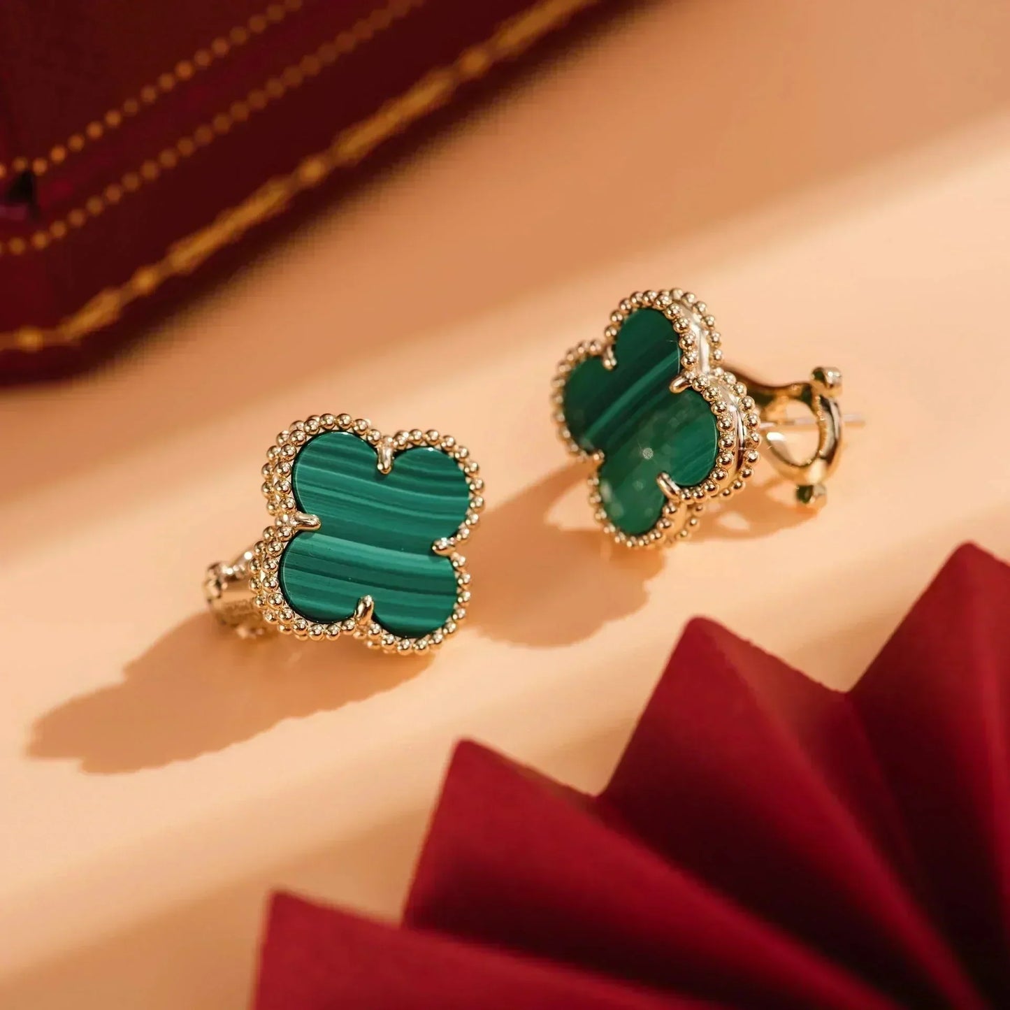 [Eternal Jewelry]CLOVER MEDIUM 1 MOTIFS MALACHITE  EARRINGS