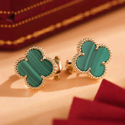 [Eternal Jewelry]CLOVER MEDIUM 1 MOTIFS MALACHITE  EARRINGS