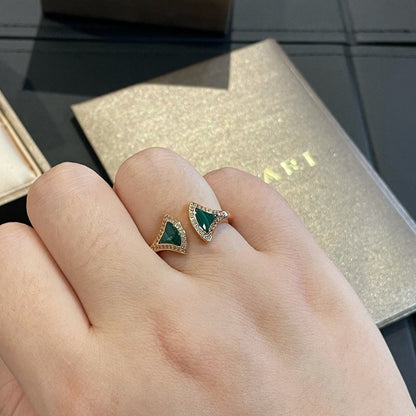 [Eternal Jewelry]DREAM MALACHITE DIAMOND OPEN RING