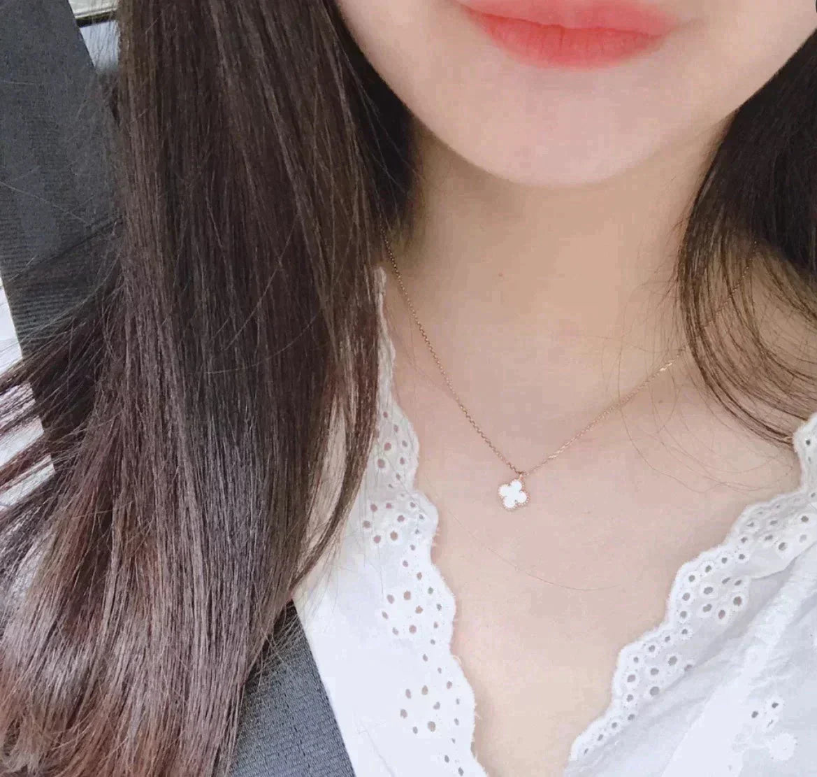 [Eternal Jewelry]CLOVER MINI 9.5MM WHITE MOTHER-OF-PEARL NECKLACE